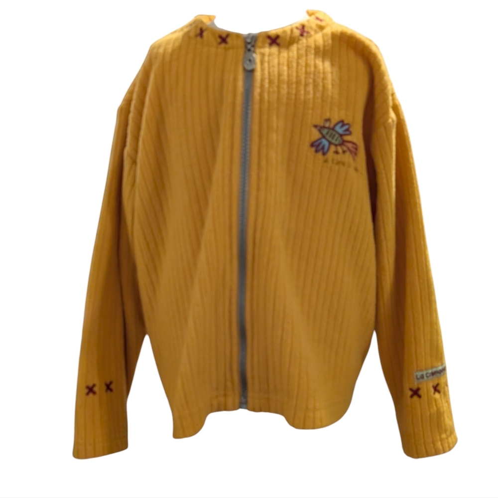 La Compagnie des Petits Kids Yellow Ribbed Lightweight Fleece Jacket Size 6 - Picture 3 of 9